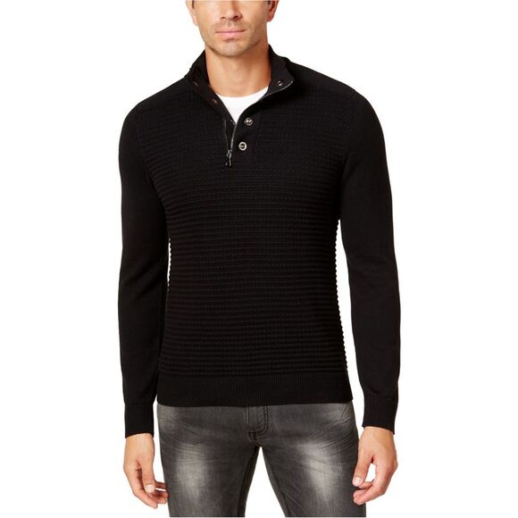 I.N.C Mens Double-Placket Pullover Sweater, Black, NWT - Picture 1 of 1
